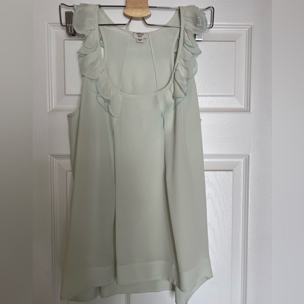 Aritzia Wilfred 100% Silk Blouse Seafoam Green Size S